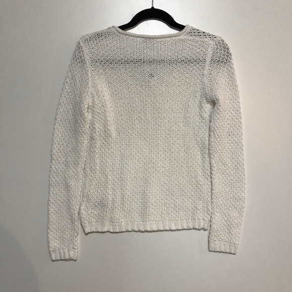 Gap Scoop Neck Cable Knit Sweater White Size XS - Picture 7 of 9